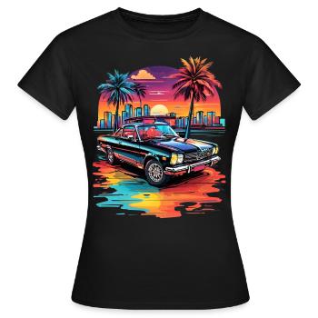 Voiture rétro Cruiser au coucher du soleil - T-shirt Femme - noir - Devant - AI Model Female 172 dark (172cm)