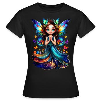 Charmante fée papillon - T-shirt Femme - noir - Devant - AI Model Female 172 dark (172cm)