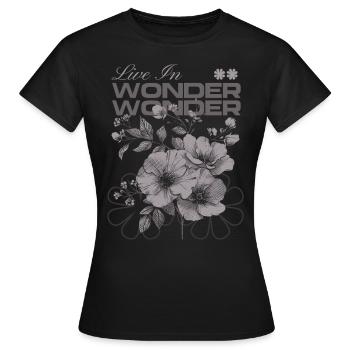 Vivre dans l’émerveillement Art floral botanique - T-shirt Femme - noir - Devant - AI Model Female 172 dark (172cm)