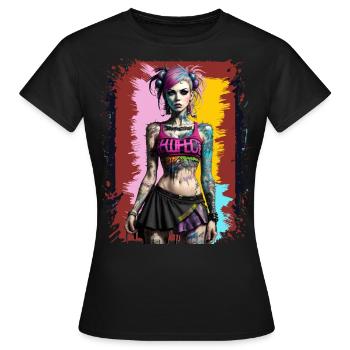 Hübsches Punk-Mädchen - Frauen T-Shirt - Schwarz - Vorne - AI Model Female 172 dark (172cm)