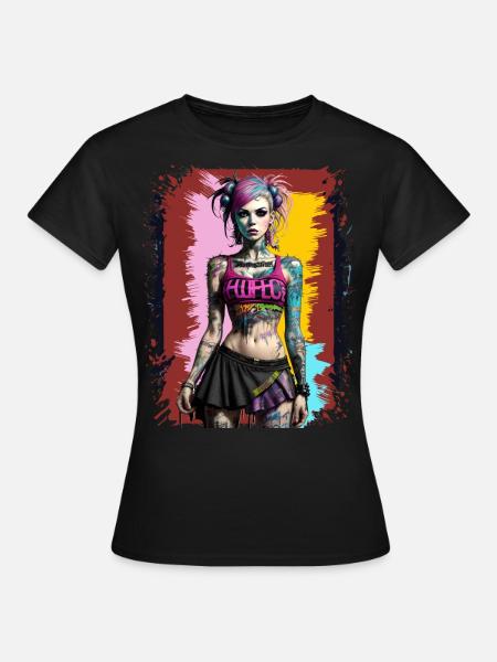 Hübsches Punk-Mädchen - Frauen T-Shirt - Schwarz