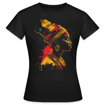 Farbenfrohes Heritage Black History Month Profil - Frauen T-Shirt - Schwarz - Vorne - AI Model Female 172 dark (172cm)
