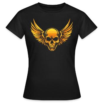 Crâne avec des ailes pour motards – Style luxueux - T-shirt Femme - noir - Devant - AI Model Female 172 dark (172cm)