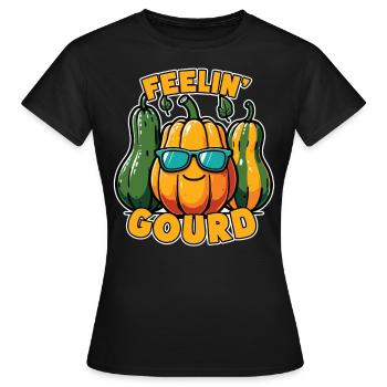 Feel Me Gourd - Tenue drôle d’automne - T-shirt Femme - noir - Devant - AI Model Female 172 dark (172cm)