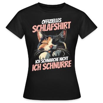 nieOffizielles Schlafshirt - Dreifarbiges Kätzchen - Frauen T-Shirt - Schwarz - Vorne - AI Model Female 172 dark (172cm)