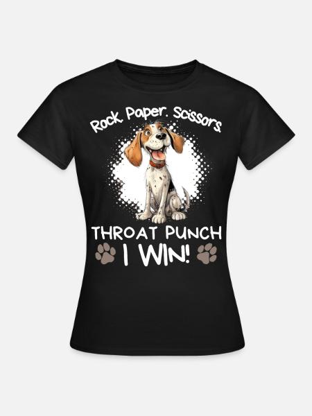 Rock Paper Scissors Throat Punch - Spaniel Humor - Women's T-Shirt - black