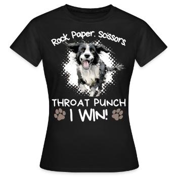 Rock Paper Scissors Throat Punch - Border Collie - Women's T-Shirt - black - Front - AI Model Female 172 dark (172cm)
