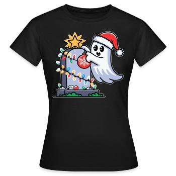 Fantôme de Noël avec pierre tombale - T-shirt Femme - noir - Devant - AI Model Female 172 dark (172cm)