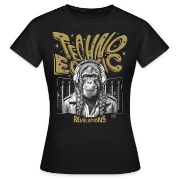 T-Shirt Monkey Grooves : Des vibrations techno en extase ! - T-shirt Femme - noir - Devant - AI Model Female 172 dark (172cm)