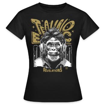 Chemise Gorilla – L’extase dans les mondes techno - T-shirt Femme - noir - Devant - AI Model Female 172 dark (172cm)