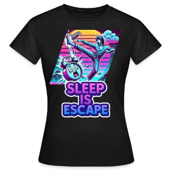 Le sommeil, c’est l’évasion – Le sommeil est la seule issue de secours - T-shirt Femme - noir - Devant - AI Model Female 172 dark (172cm)