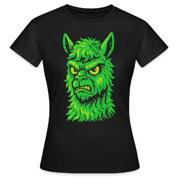 Wütendes Neon-Lama mit Killerblick - Frauen T-Shirt - Schwarz - Vorne - AI Model Female 172 dark (172cm)