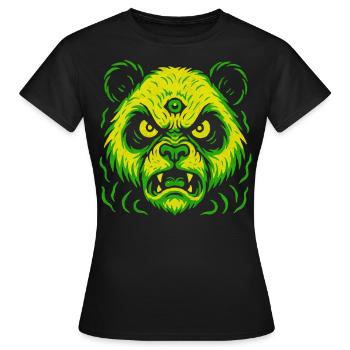 Dreiaugiger Neon-Panda mit Killerblick - Frauen T-Shirt - Schwarz - Vorne - AI Model Female 172 dark (172cm)