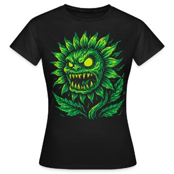 Dämonische Sonnenblume im Neonstil - Frauen T-Shirt - Schwarz - Vorne - AI Model Female 172 dark (172cm)