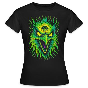 Psycho-Vogel mit drittem Auge Neon Adler - Frauen T-Shirt - Schwarz - Vorne - AI Model Female 172 dark (172cm)