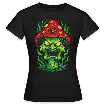 Psycho Toadstool avec troisième œil - T-shirt Femme - noir - Devant - AI Model Female 172 dark (172cm)