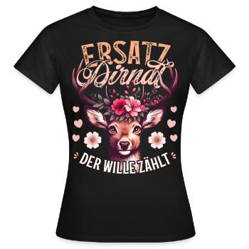 Trachtenshirt Damen Dirndl T-Shirt Tracht Ersatz - Frauen T-Shirt - Schwarz - Vorne - AI Model Female 172 dark (172cm)