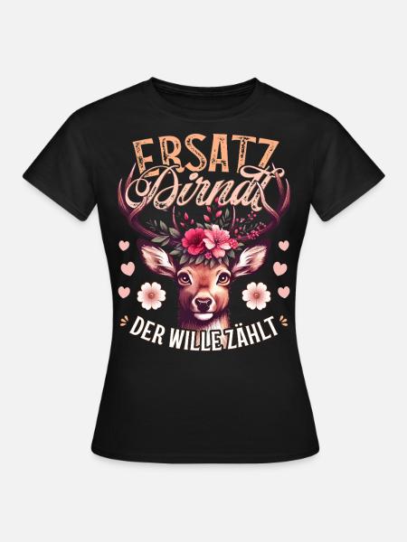 Trachtenshirt Damen Dirndl T-Shirt Tracht Ersatz - Frauen T-Shirt - Schwarz