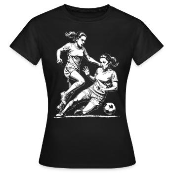 Duell im Fußball! Fußballerin Trainingsshirt. - Frauen T-Shirt - Schwarz - Vorne - AI Model Female 172 dark (172cm)