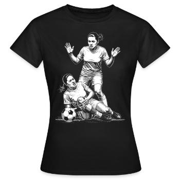 Foul in women's football! Shirt with strong posture - Women's T-Shirt - black - Front - AI Model Female 172 dark (172cm)