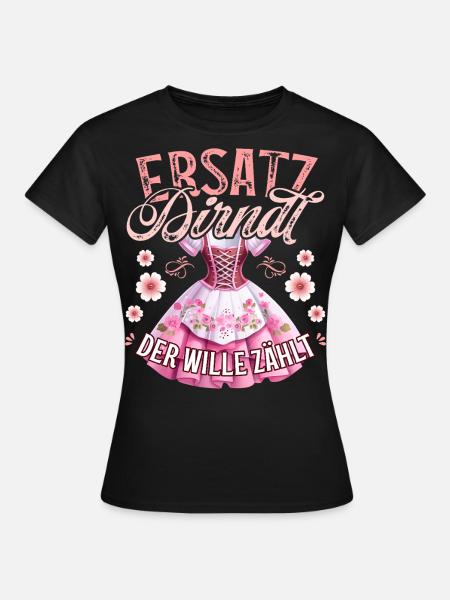 Trachtenshirt Damen Dirndl T-Shirt Trachten Outfit - Frauen T-Shirt - Schwarz