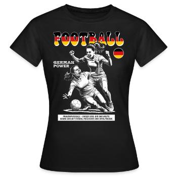 Deutsches Frauenfußball Shirt: Zweikampf präzise - Frauen T-Shirt - Schwarz - Vorne - AI Model Female 172 dark (172cm)
