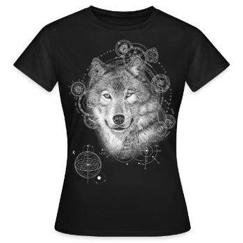 WOLF MYSTISCH NATUR GEIST SPIRITUALITÄT NATUR - Frauen T-Shirt - Schwarz - Vorne - AI Model Female 172 dark (172cm)