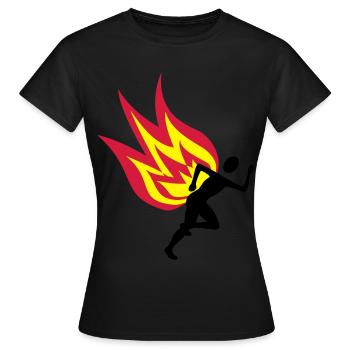 Jogger Feuer - Frauen T-Shirt - Schwarz - Vorne - AI Model Female 172 dark (172cm)