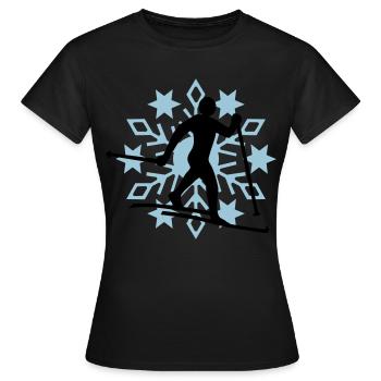 Cross-country snow flake - Women's T-Shirt - black - Front - AI Model Female 172 dark (172cm)