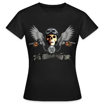 biker_skull_c - T-shirt Femme - noir - Devant - AI Model Female 172 dark (172cm)