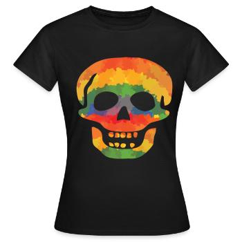 Farbiger Totenschädel - Frauen T-Shirt - Schwarz - Vorne - AI Model Female 172 dark (172cm)