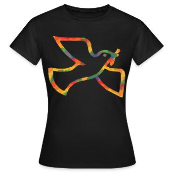 Farbige Friedenstaube - Frauen T-Shirt - Schwarz - Vorne - AI Model Female 172 dark (172cm)