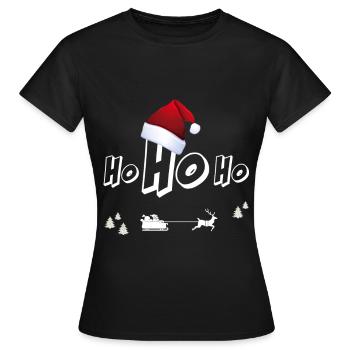 weihnachtsmann Xmas Christmas ugly Ho ho mütze rot - Frauen T-Shirt - Schwarz - Vorne - AI Model Female 172 dark (172cm)