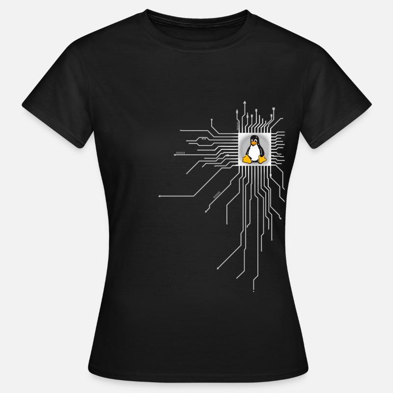 platine pingouin Core Coeur Ordinateur pc Nerd program - T-shirt Femme - noir