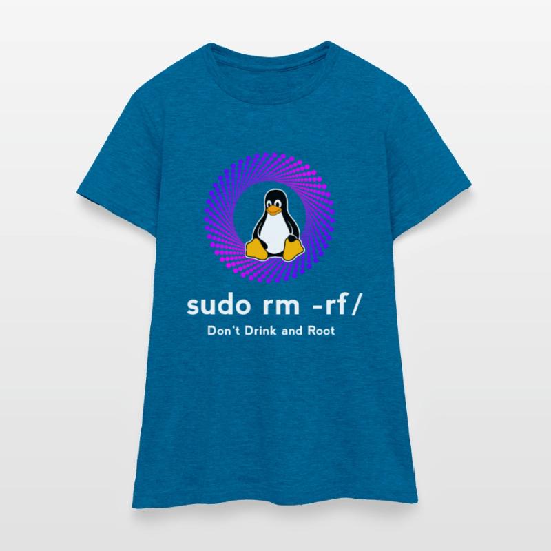 Ordinateur Sys admin Penguin Nerd pc sudo rm -rf cod T-shirt Femme