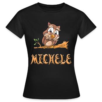 Eule Michele - Frauen T-Shirt - Schwarz - Vorne - AI Model Female 172 dark (172cm)
