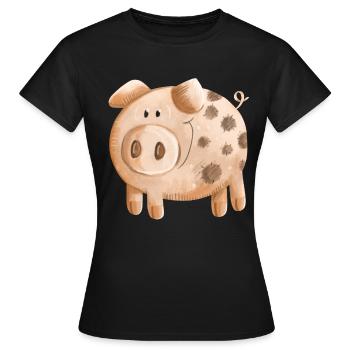 Petit cochon rose - cochon - porcelet - T-shirt Femme - noir - Devant - AI Model Female 172 dark (172cm)