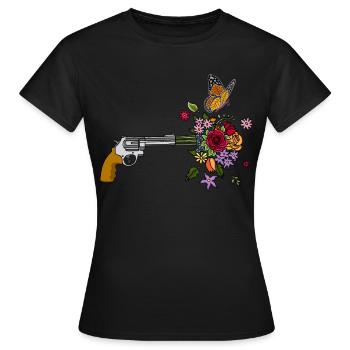 Le revolver de la paix - T-shirt Femme - noir - Devant - AI Model Female 172 dark (172cm)