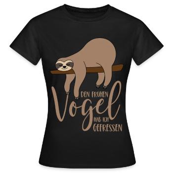Paresseux - J’ai mangé le lève-tôt - T-shirt Femme - noir - Devant - AI Model Female 172 dark (172cm)