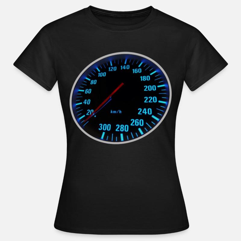 Compteur de vitesse bleu, Tacho - Design - Dame-T-shirt - sort