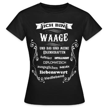 WAAGE - STERNZEICHEN - Frauen T-Shirt - Schwarz - Vorne - AI Model Female 172 dark (172cm)