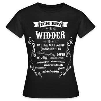 WIDDER - STERNZEICHEN - Frauen T-Shirt - Schwarz - Vorne - AI Model Female 172 dark (172cm)