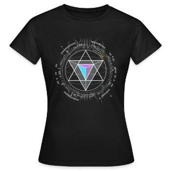 nerd CPU pyramide illuminati game wow hacker code - Frauen T-Shirt - Schwarz - Vorne - AI Model Female 172 dark (172cm)