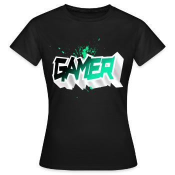 Gamer - T-shirt Femme - noir - Devant - AI Model Female 172 dark (172cm)