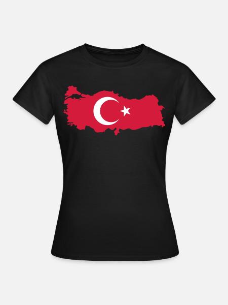 Carte de la Turquie Drapeau - T-shirt Femme - noir