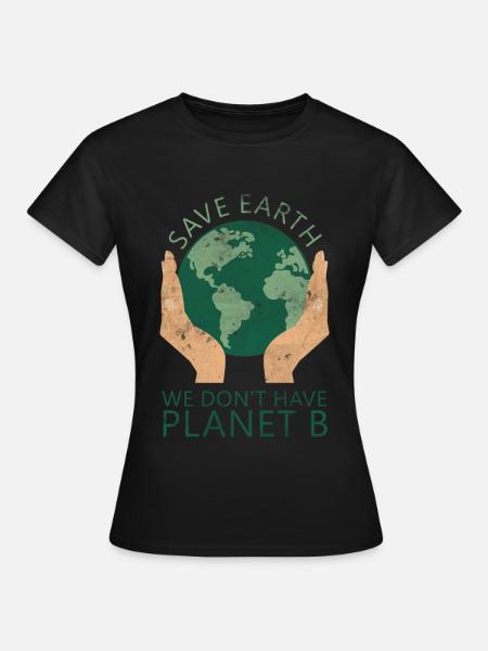 Umweltbewusstes Earth-Design mit Händen - T-shirt dam - svart