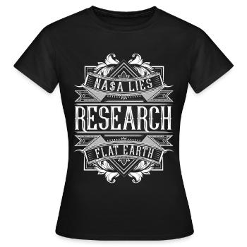 Flat Earth - Research Flat Earth - Women's T-Shirt - black - Front - AI Model Female 172 dark (172cm)