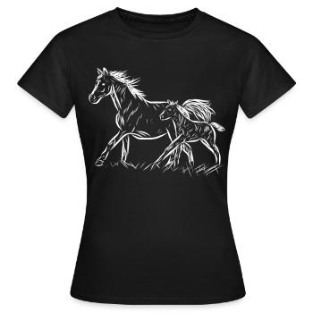 Jument et poulain - T-shirt Femme - noir - Devant - AI Model Female 172 dark (172cm)