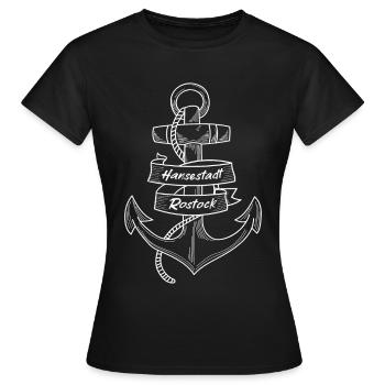 Anker - Hansestadt Rostock - Frauen T-Shirt - Schwarz - Vorne - AI Model Female 172 dark (172cm)