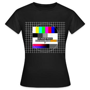 Test image broadcast break 80s 90s party costume - Women's T-Shirt - black - Front - AI Model Female 172 dark (172cm)